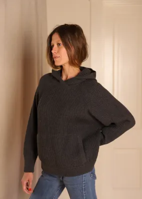 Hooded Poncho Tunic, Graphite