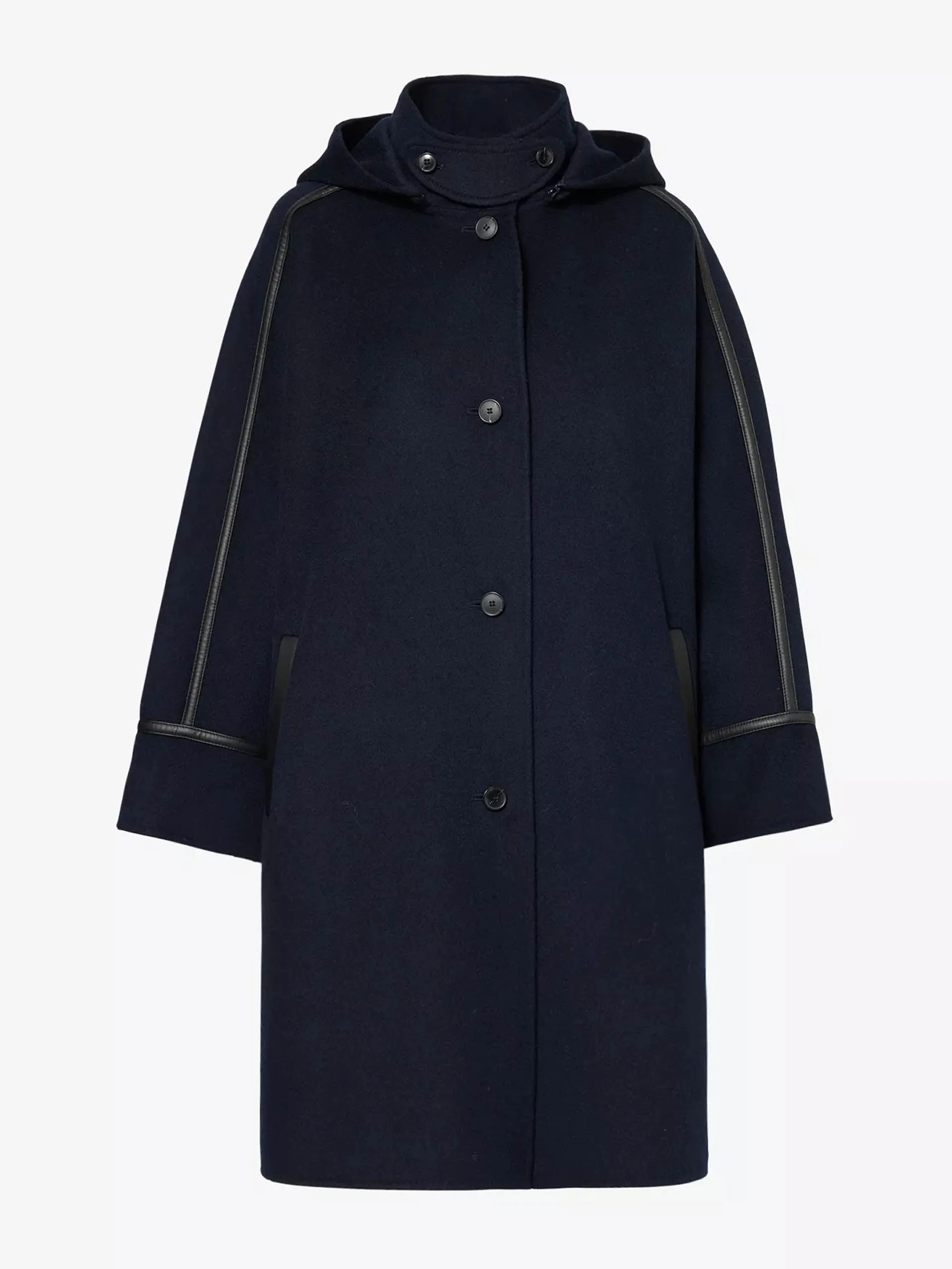 Hooded two-welt-pockets relaxed-fit wool and cashmere-blend cape