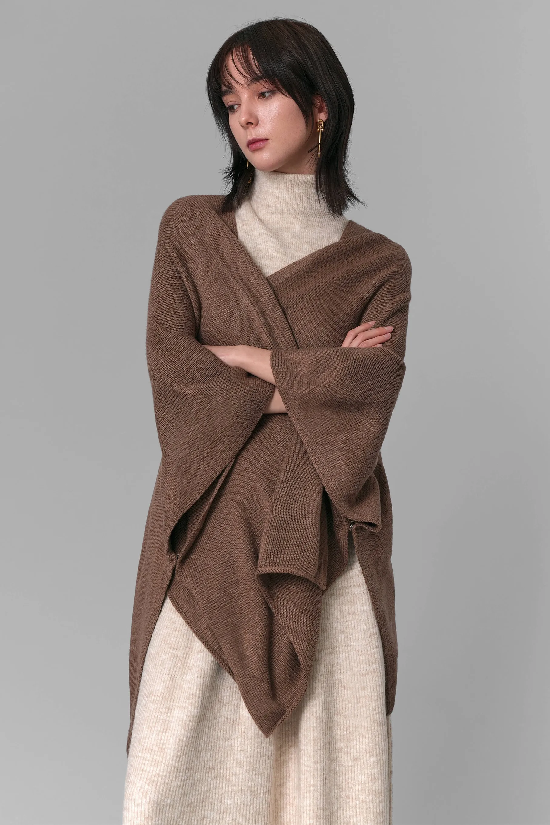 Ilene Knit Cape Cardigan, Brown