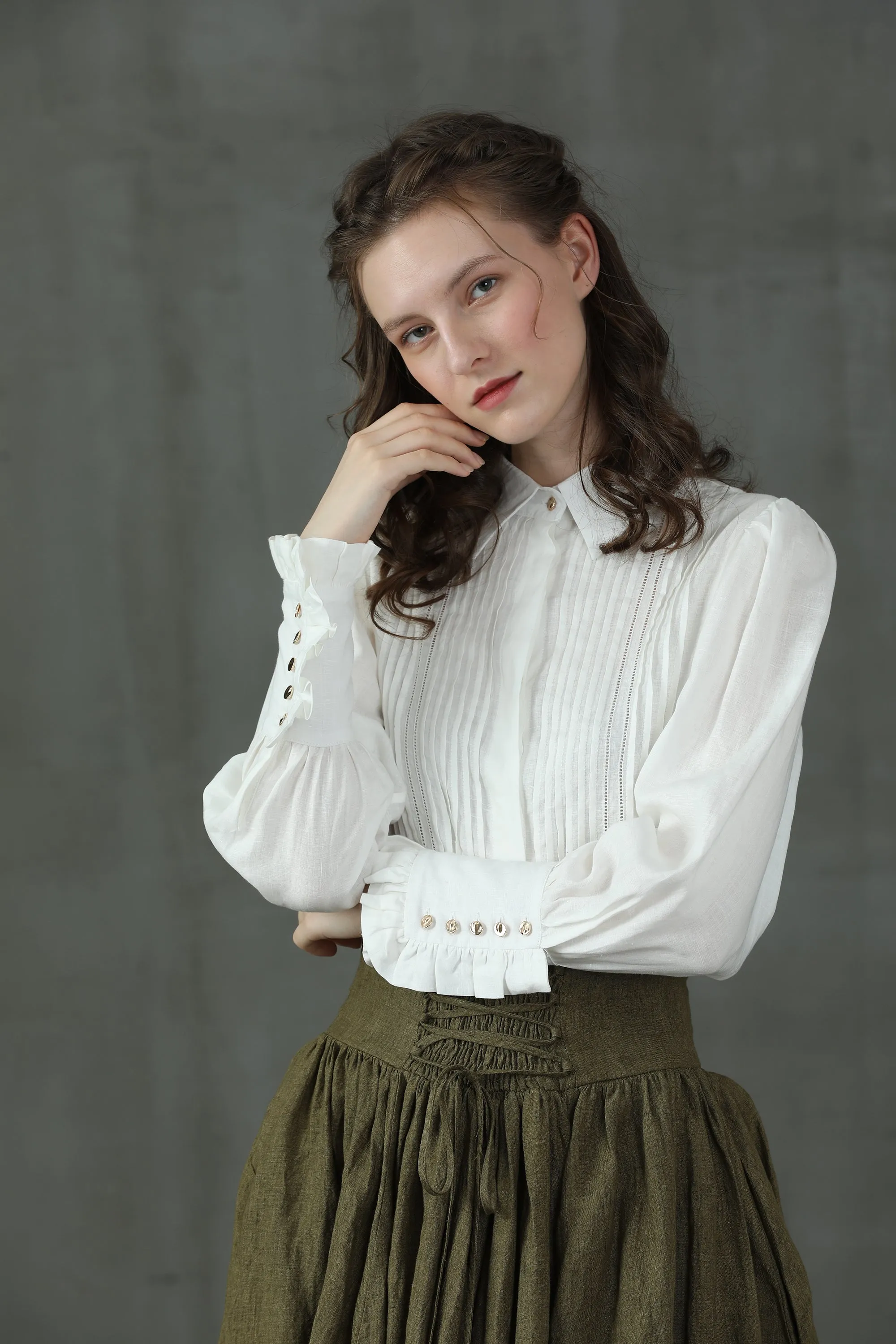 Jo March 31 | Accordion Pleated Linen Shirt