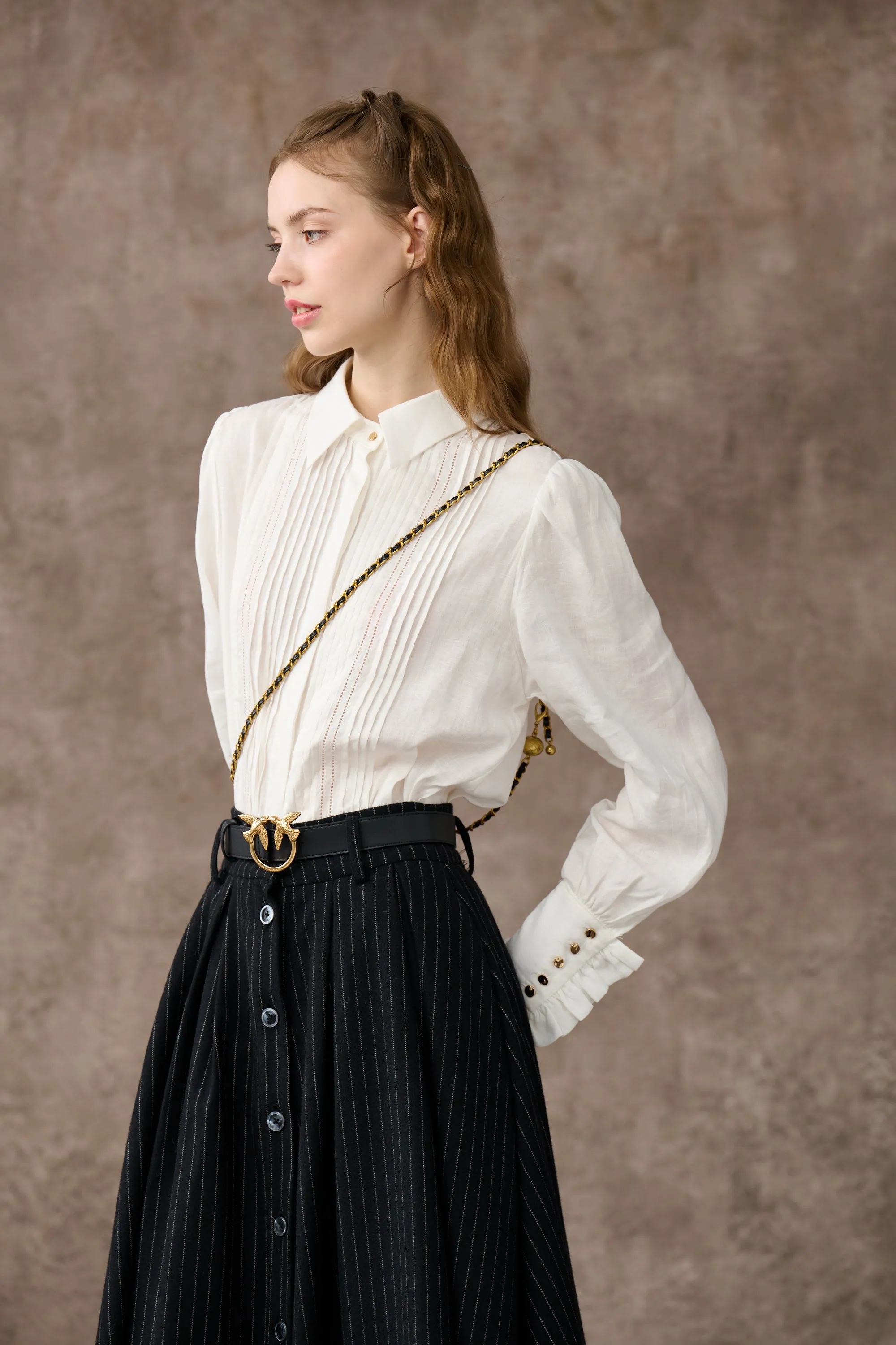 Jo March 31 | Accordion Pleated Linen Shirt