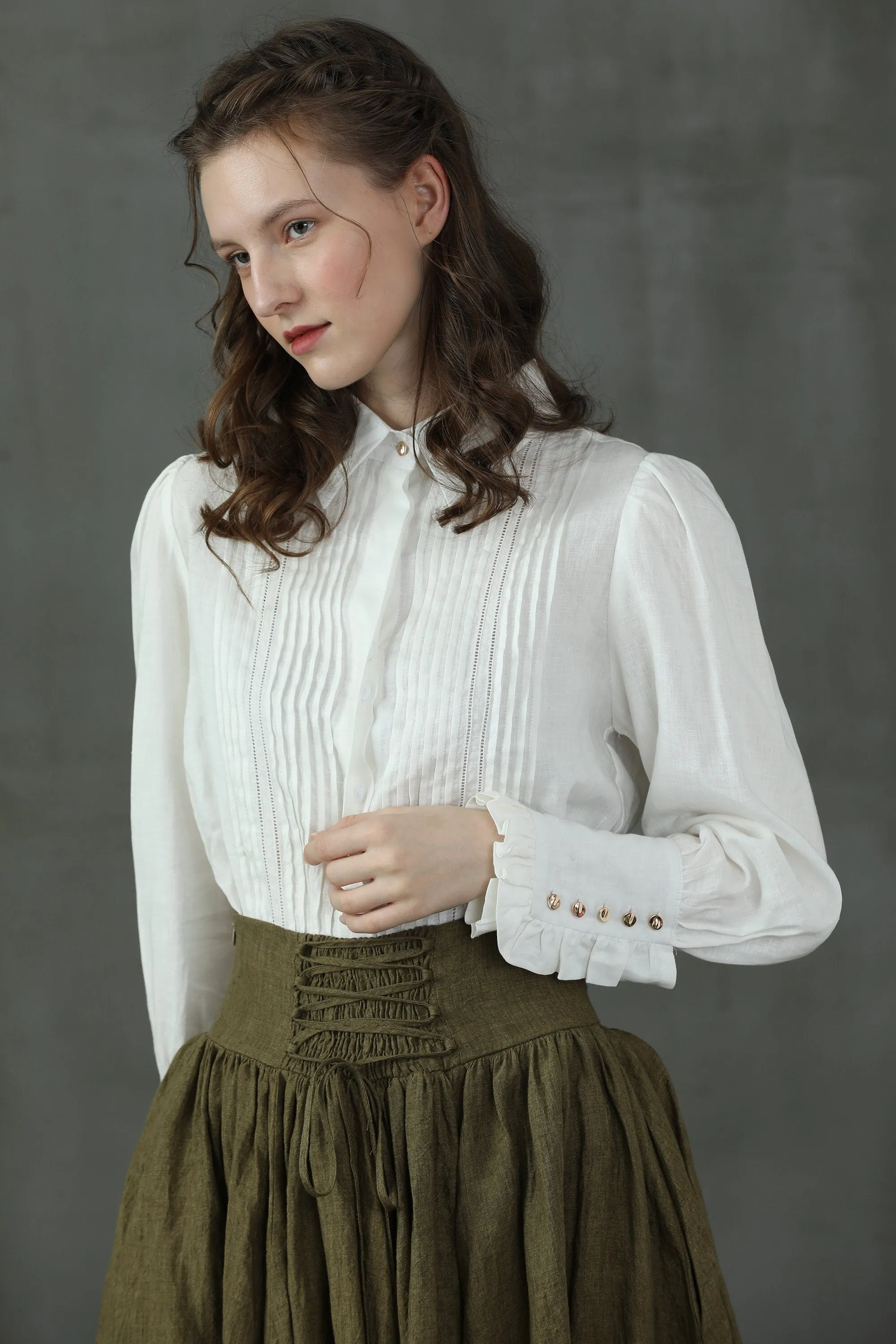 Jo March 31 | Accordion Pleated Linen Shirt