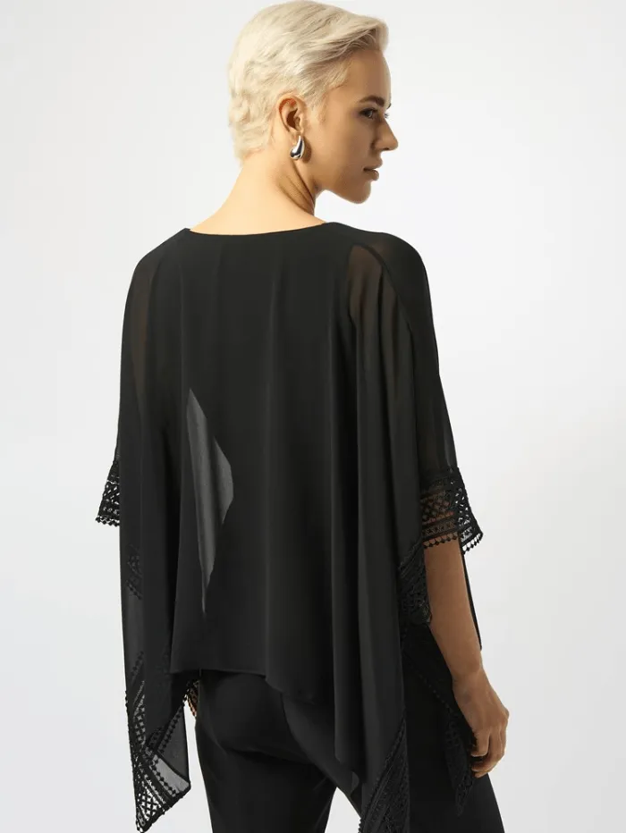 Joseph Ribkoff Women's Black Chiffon And Silky Knit Poncho Top 251095 Col 11