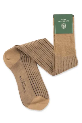 Khaki & Navy Shadow Stripe Cotton Socks