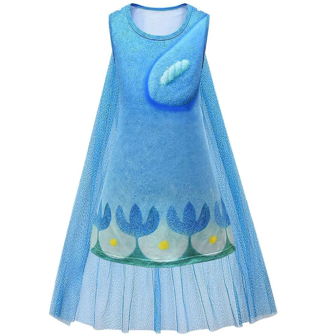 Kids Girl Trolls 2 World Tour Poppy Costume Cosplay ZenTai Short Sleeve Cape Dress