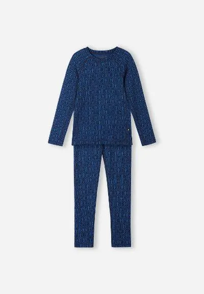 Kids Merino Thermal Base Layer Set Taival Navy