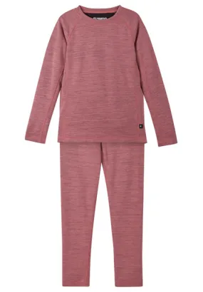 Kids Merino Thermal Base Layer Set, Villoista Pink Coral