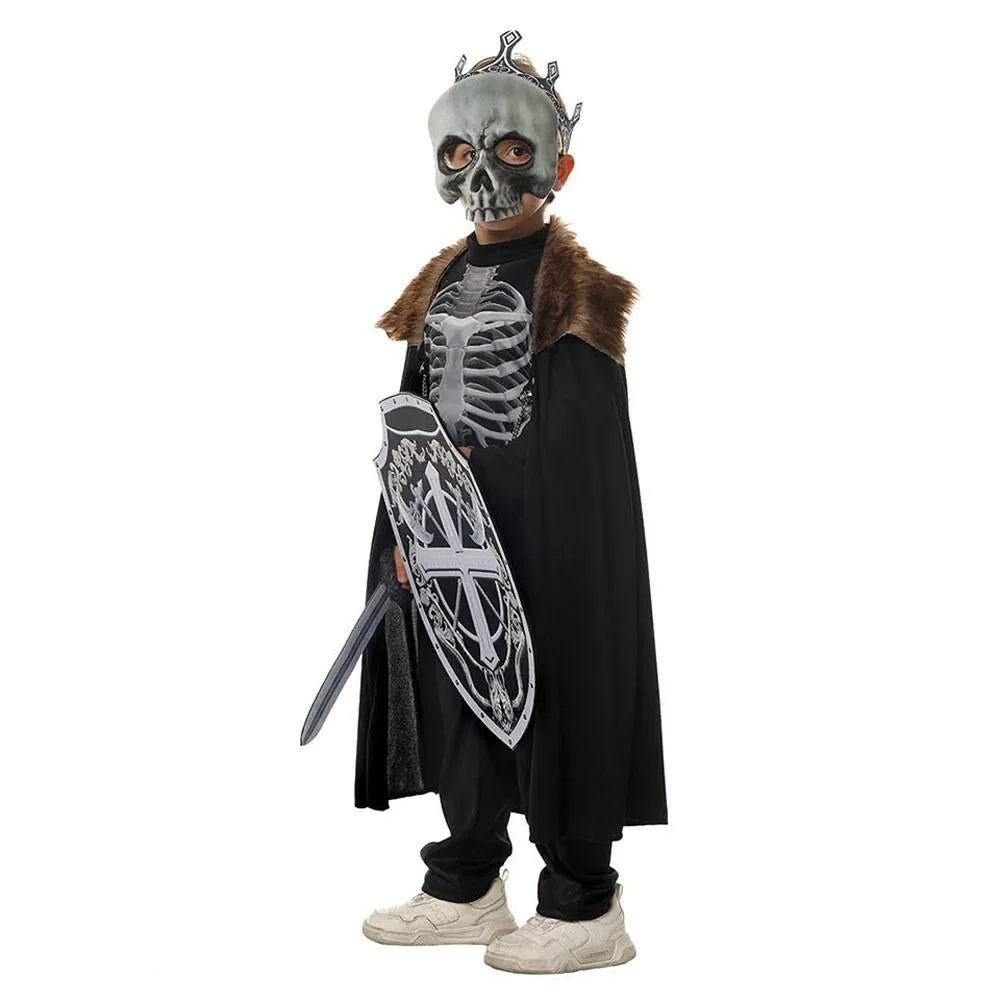 Kids Skeleton Knight Cosplay Costume Scary Halloween and Kindergarten Stage Performance Outfit