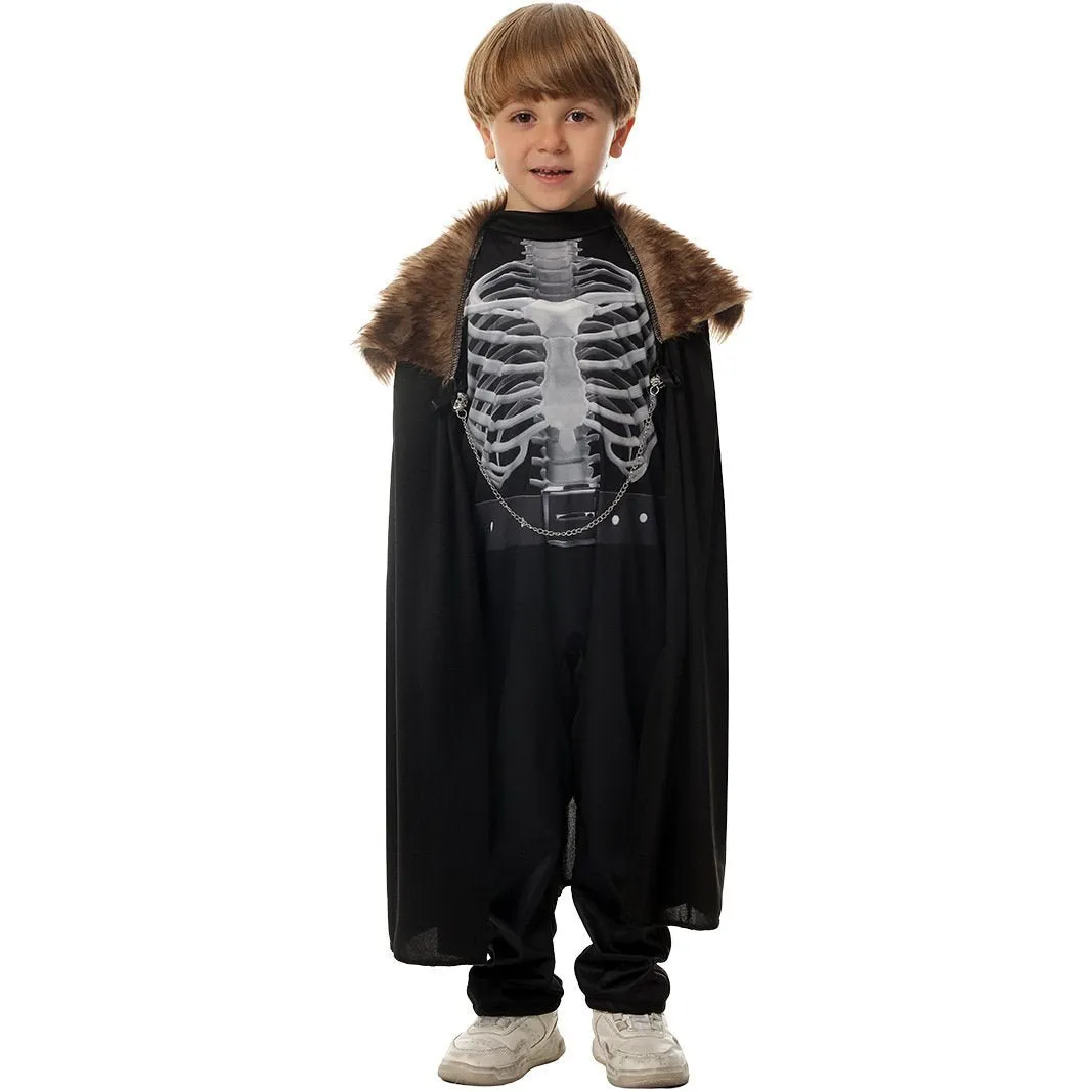 Kids Skeleton Knight Cosplay Costume Scary Halloween and Kindergarten Stage Performance Outfit