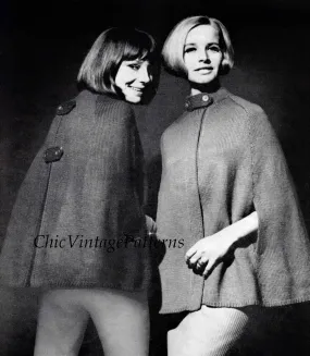 Ladies Knitted Cape Pattern, 1960's Vintage Pattern, Instant Download