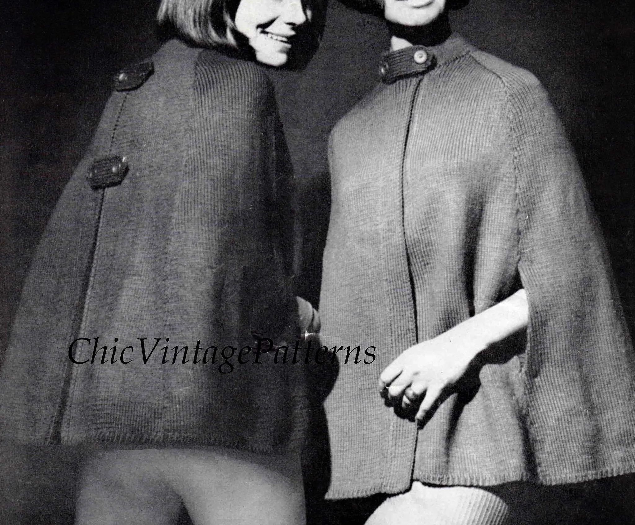 Ladies Knitted Cape Pattern, 1960's Vintage Pattern, Instant Download