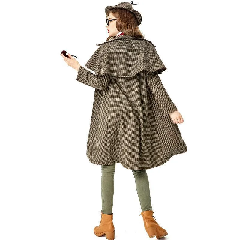 Lady Sherlock Holmes Cosplay Costume Halloween Coat Outfits Women