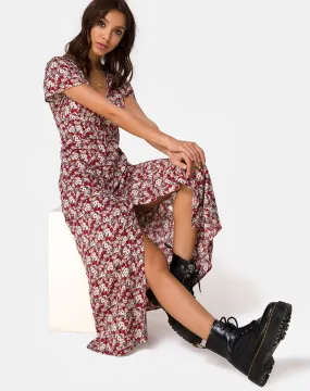 Larin Midi Dress in Floral Charm Red