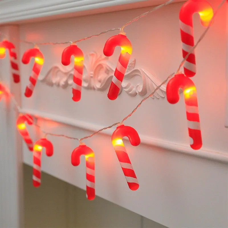 LED Christmas Decorative Light String - Socks, Bells, and Crutch-Shaped Coloured Lights