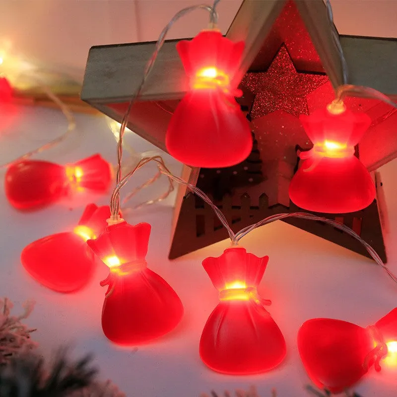 LED Christmas Decorative Light String - Socks, Bells, and Crutch-Shaped Coloured Lights