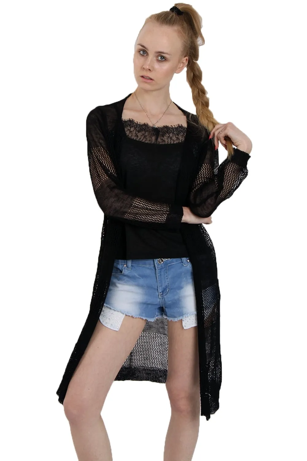 Lightweight Longline Midi Length Knitted Cape Cardigan