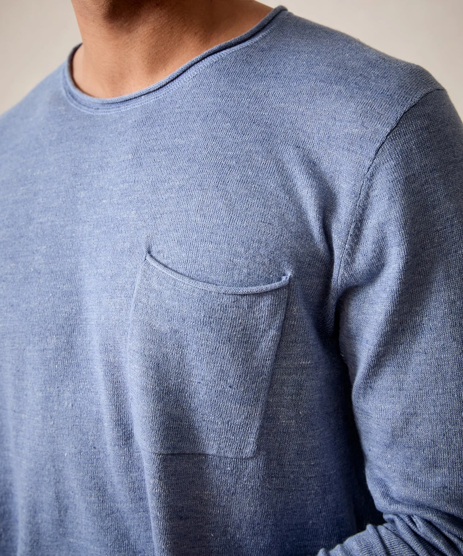 Linen Shore Sweater in Oil Blue