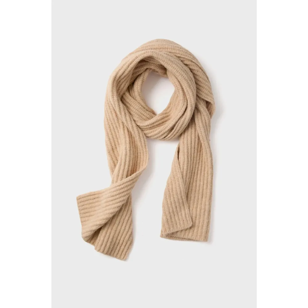 Look By M Wool Blend Rib Knit Camel Scarf (Women's)