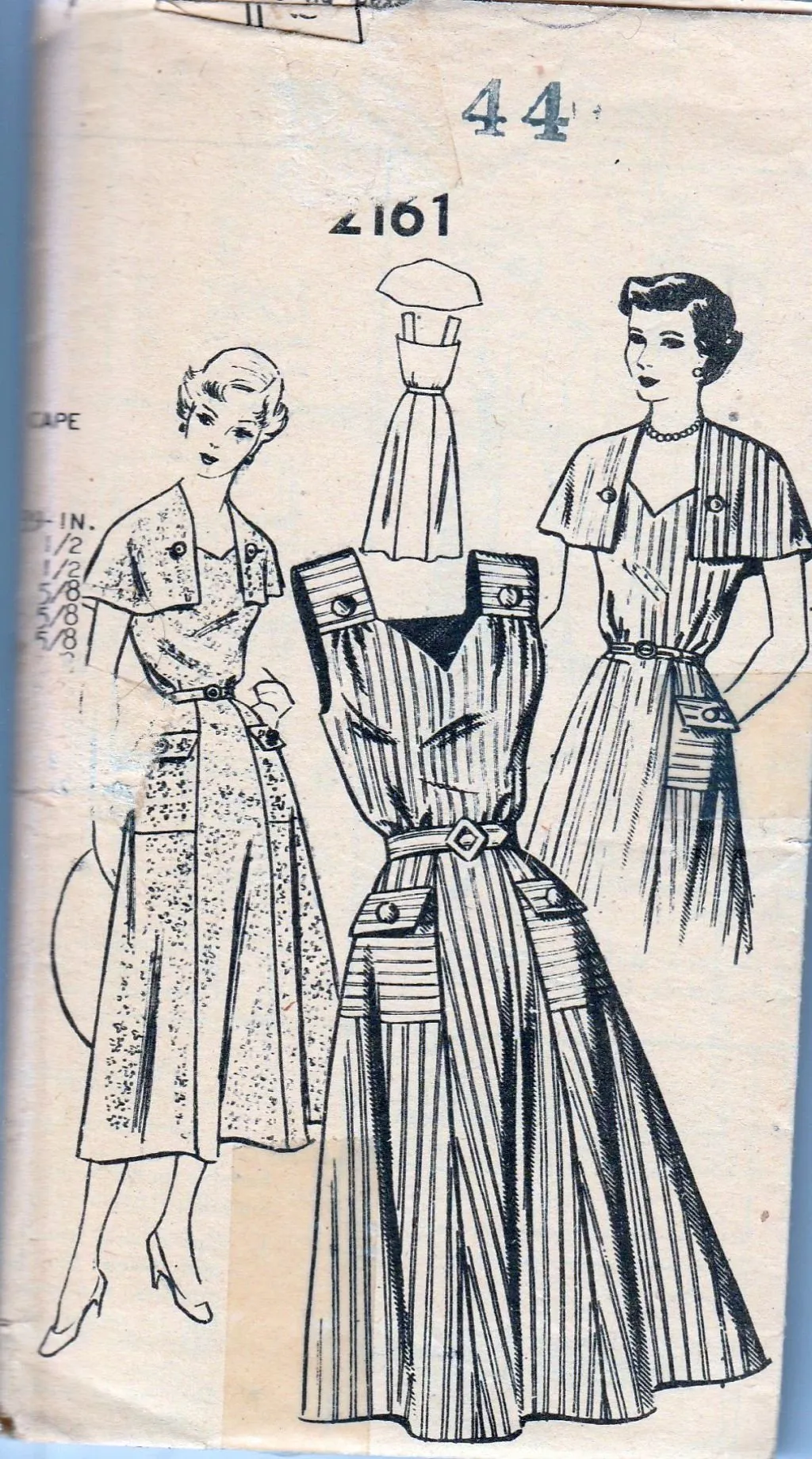 Mail Order 2161 Vintage 1940's Sewing Pattern Ladies Dress Cape