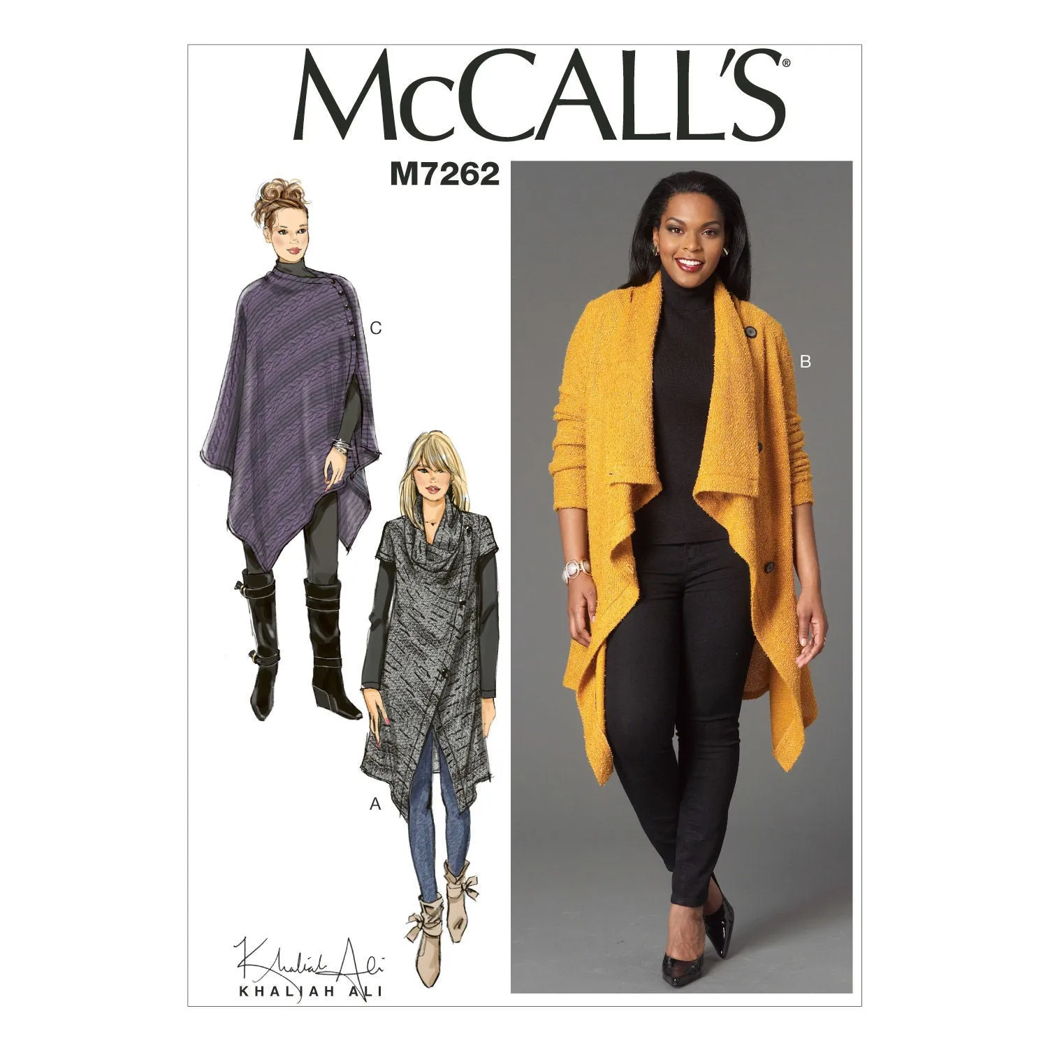 McCall's Pattern M7262 Misses'/Women's Sweater Coat & Poncho | Easy