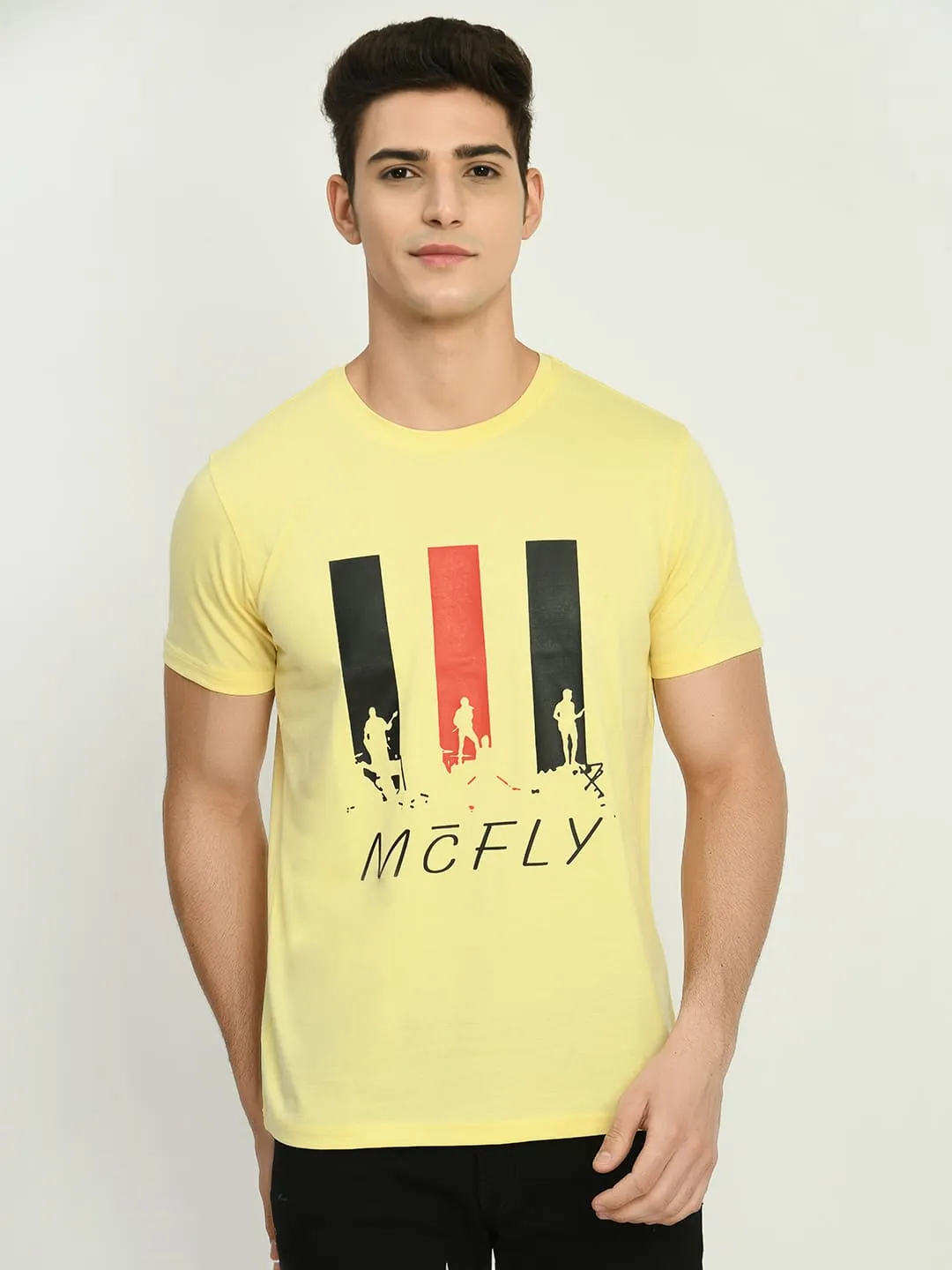 Men’s Printed Round Regular Fit T-Shirt - Lemon Yellow