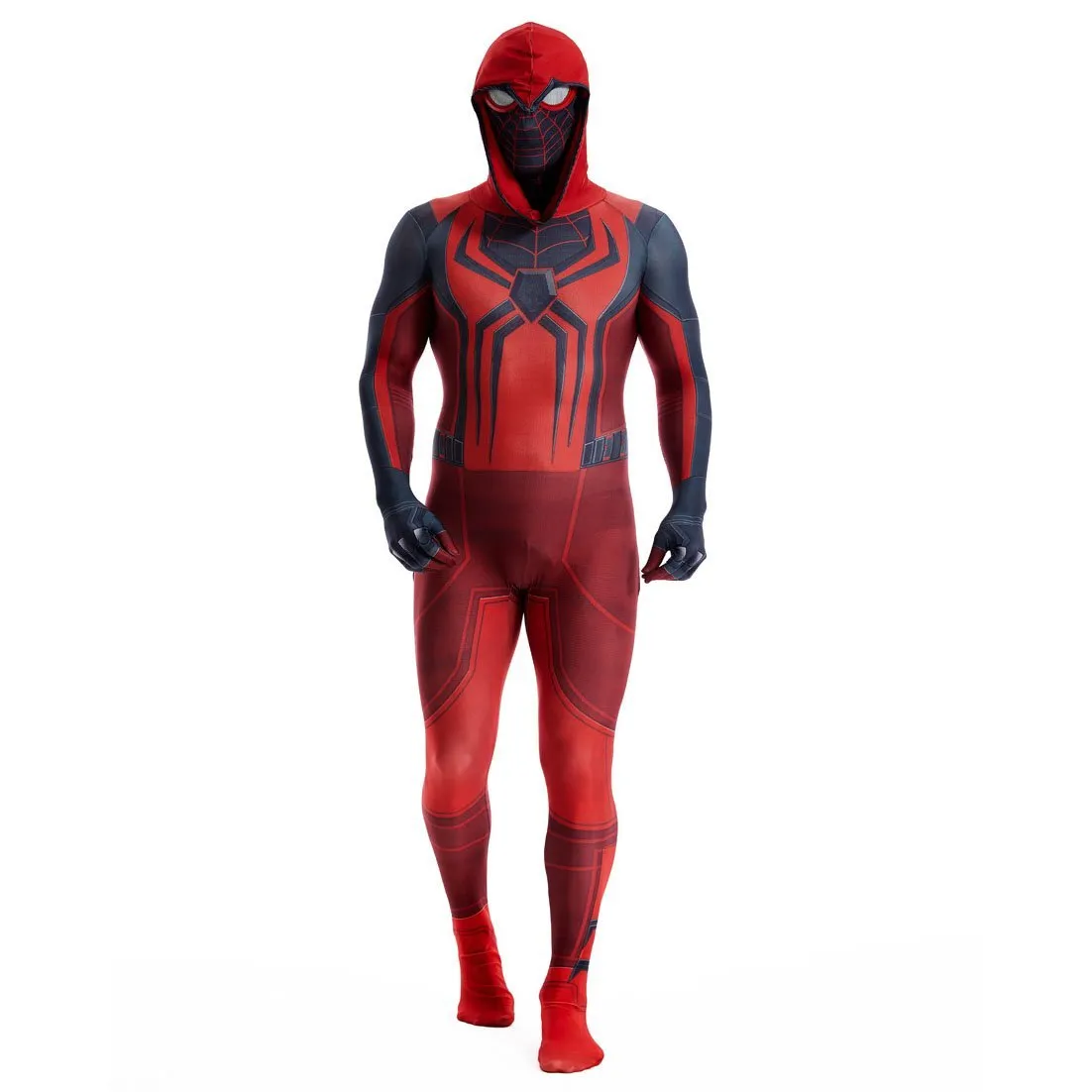 Miles Morales Crimson Cowl Spider Man Costume Red Cape Halloween Cosplay for Kids and Adults