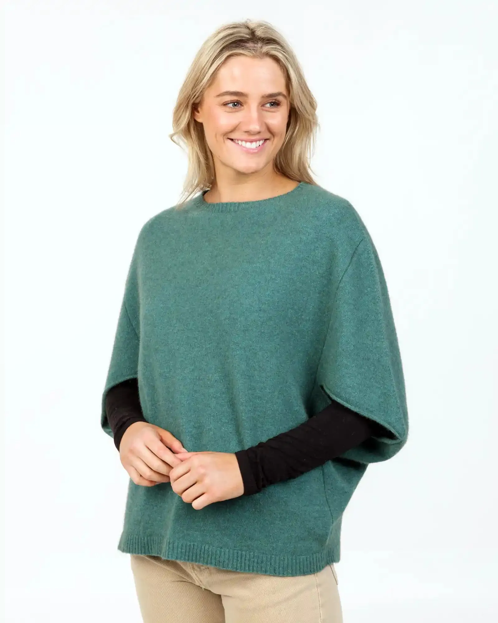 Mist Poncho Tunic in Possum Merino Wool - NB868