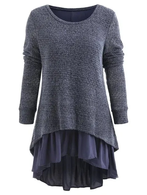 Modern Low Flouncing Tunic Sweater