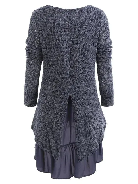 Modern Low Flouncing Tunic Sweater