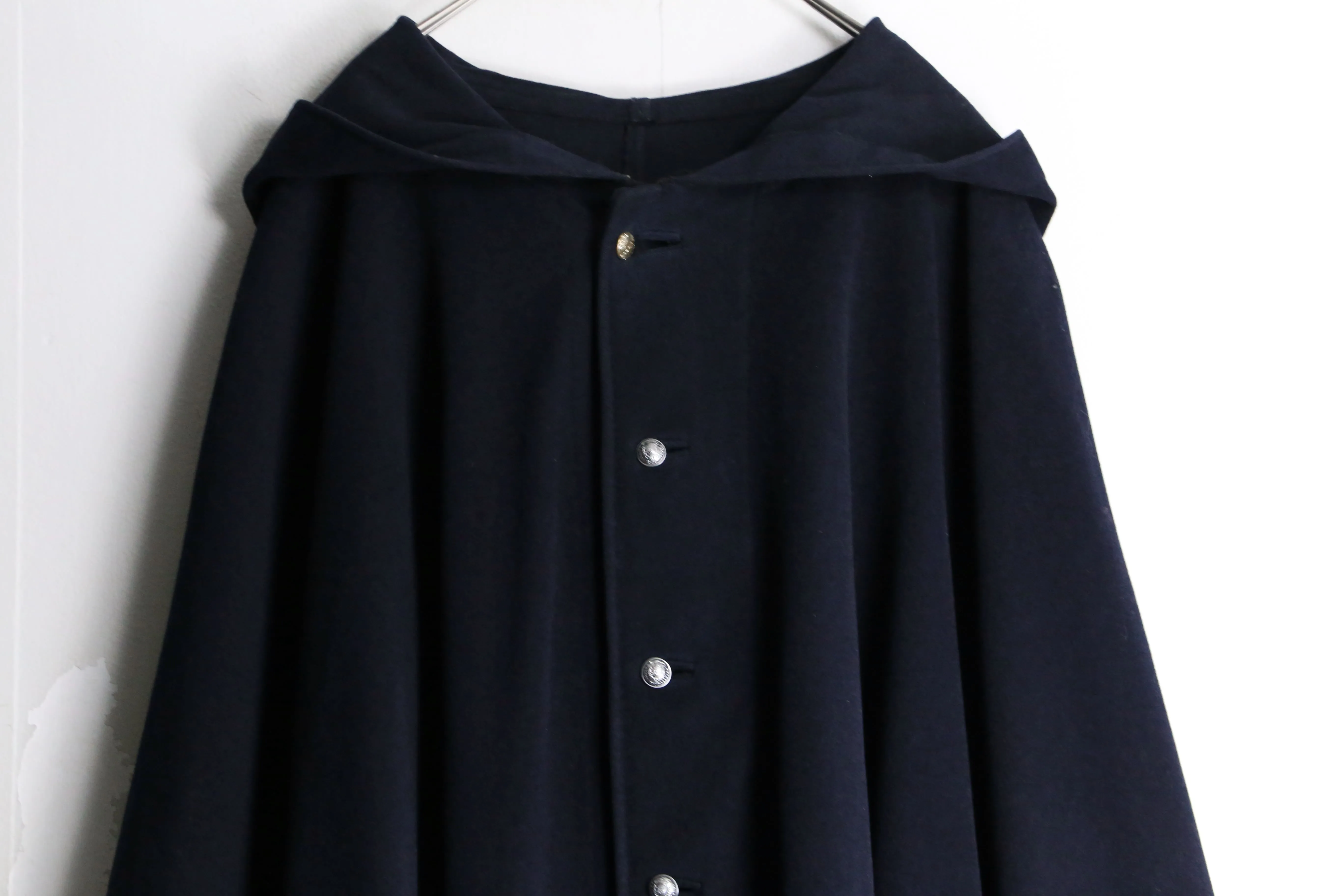 navy color hooded poncho coat