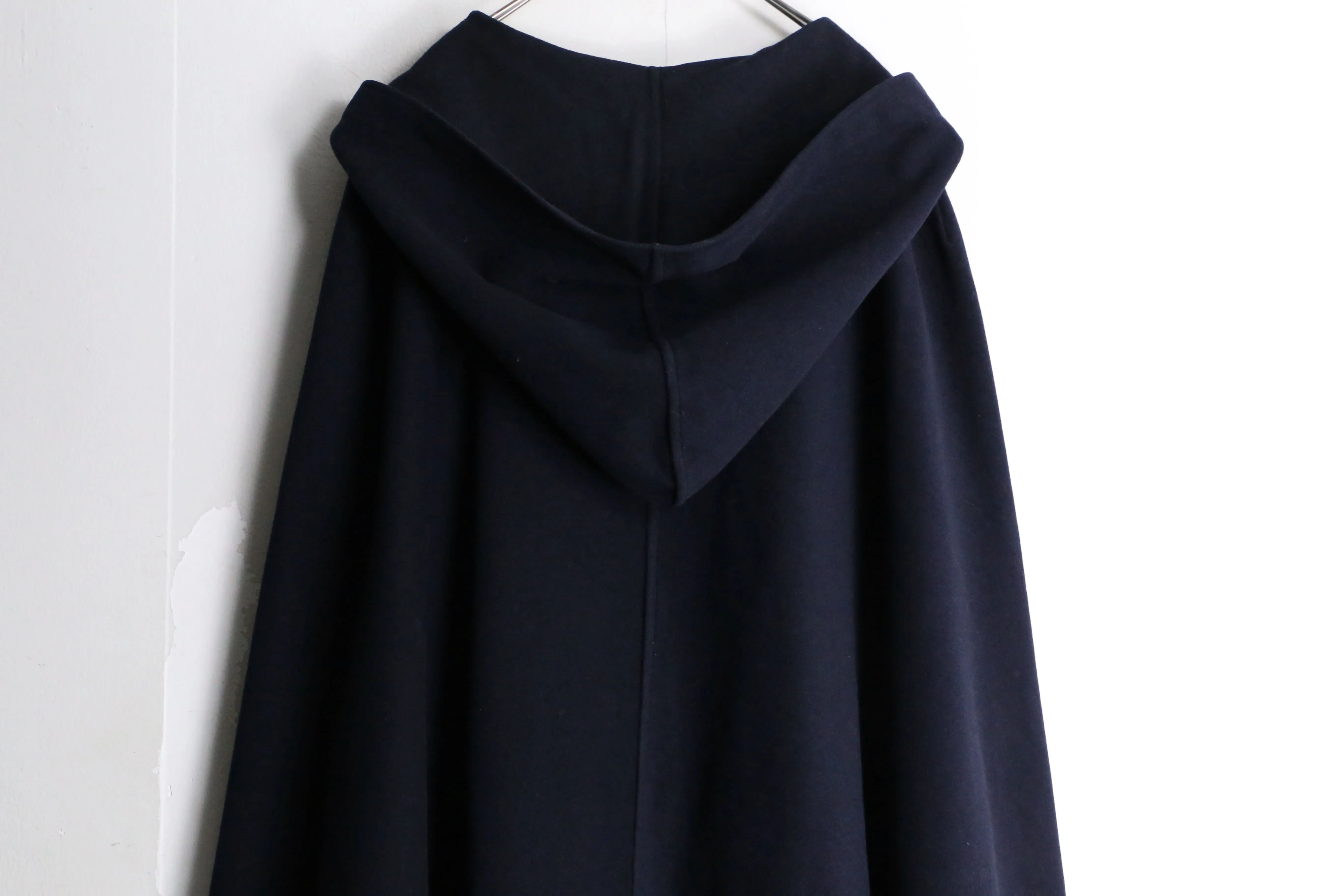 navy color hooded poncho coat