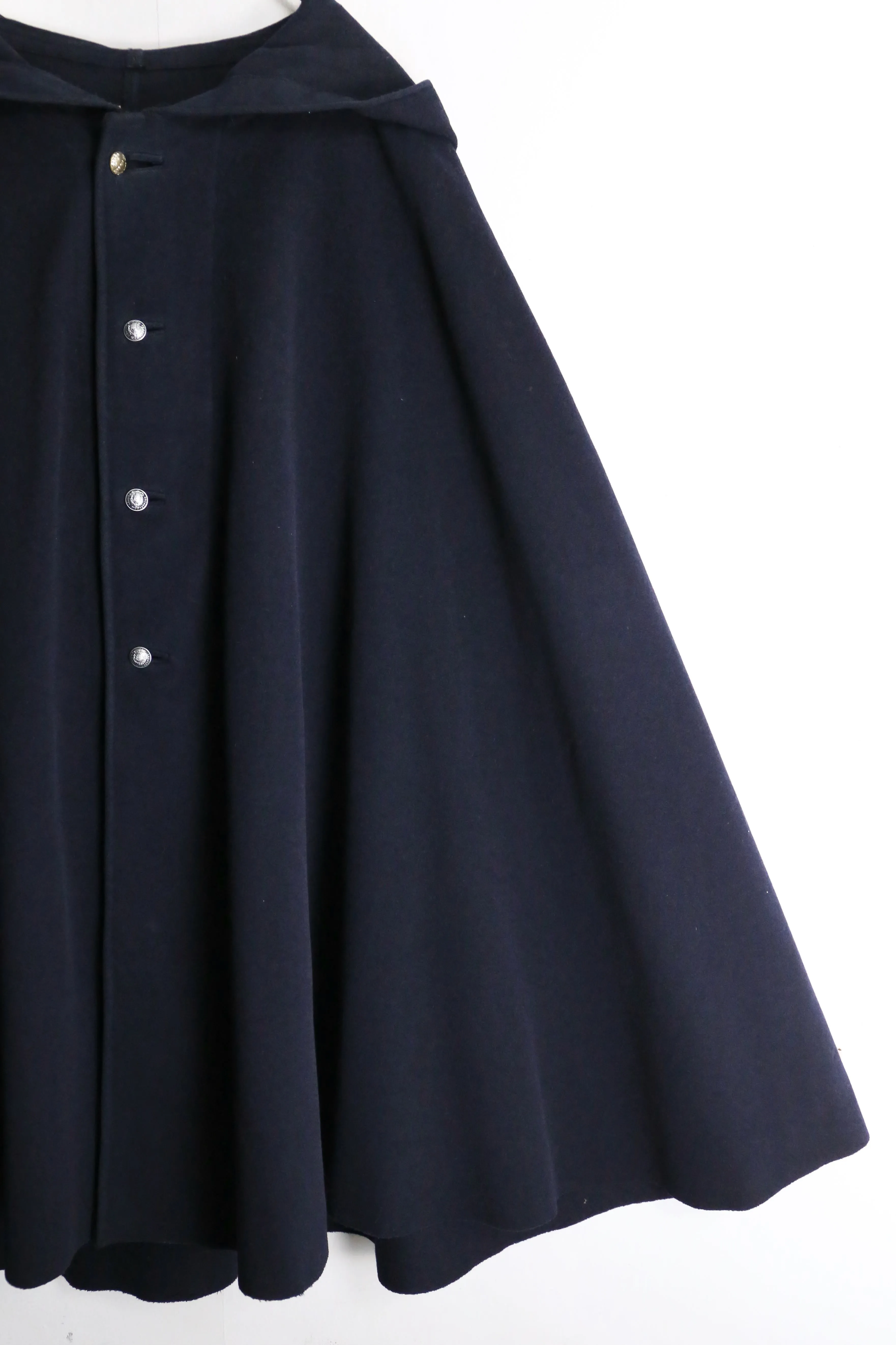 navy color hooded poncho coat