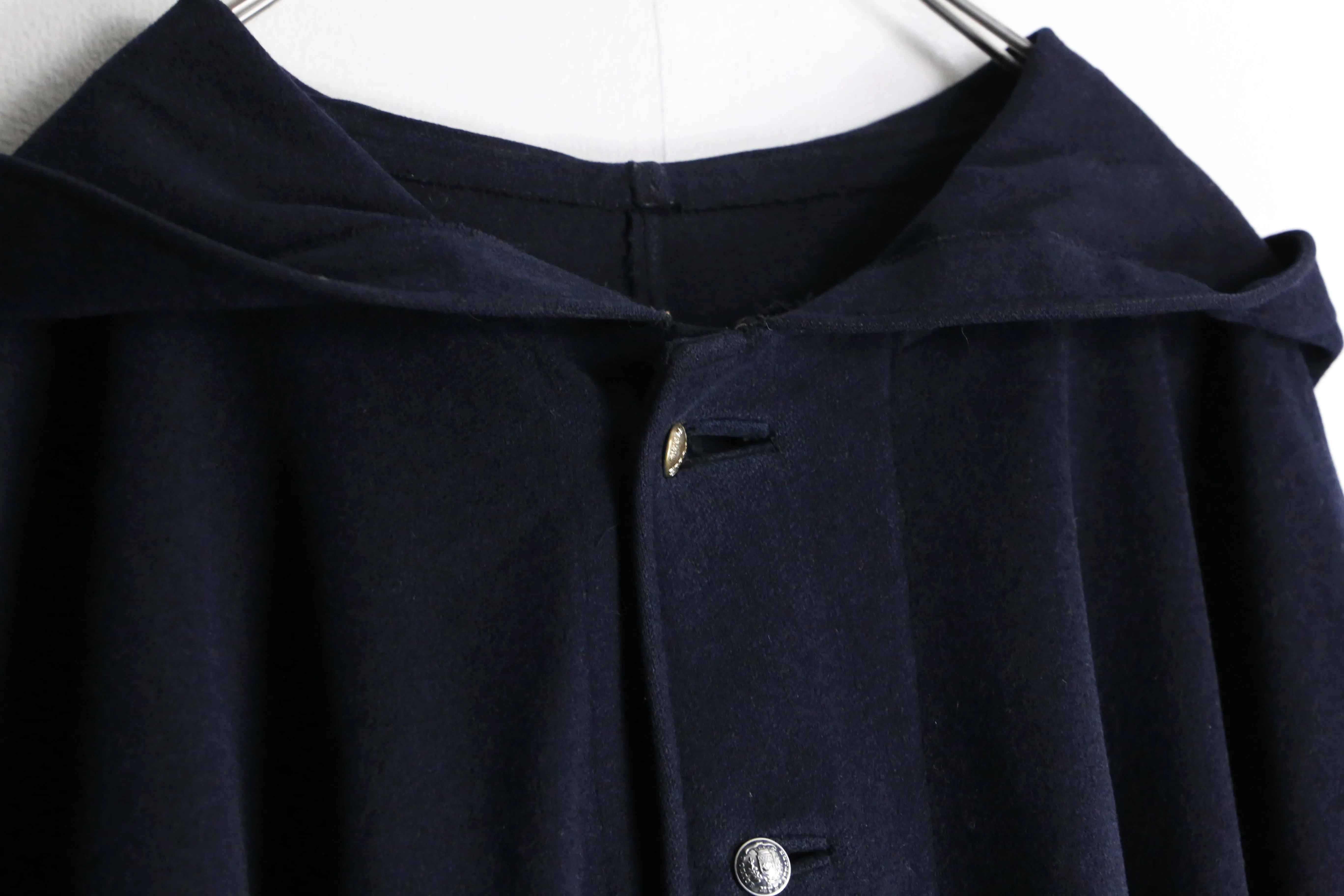 navy color hooded poncho coat