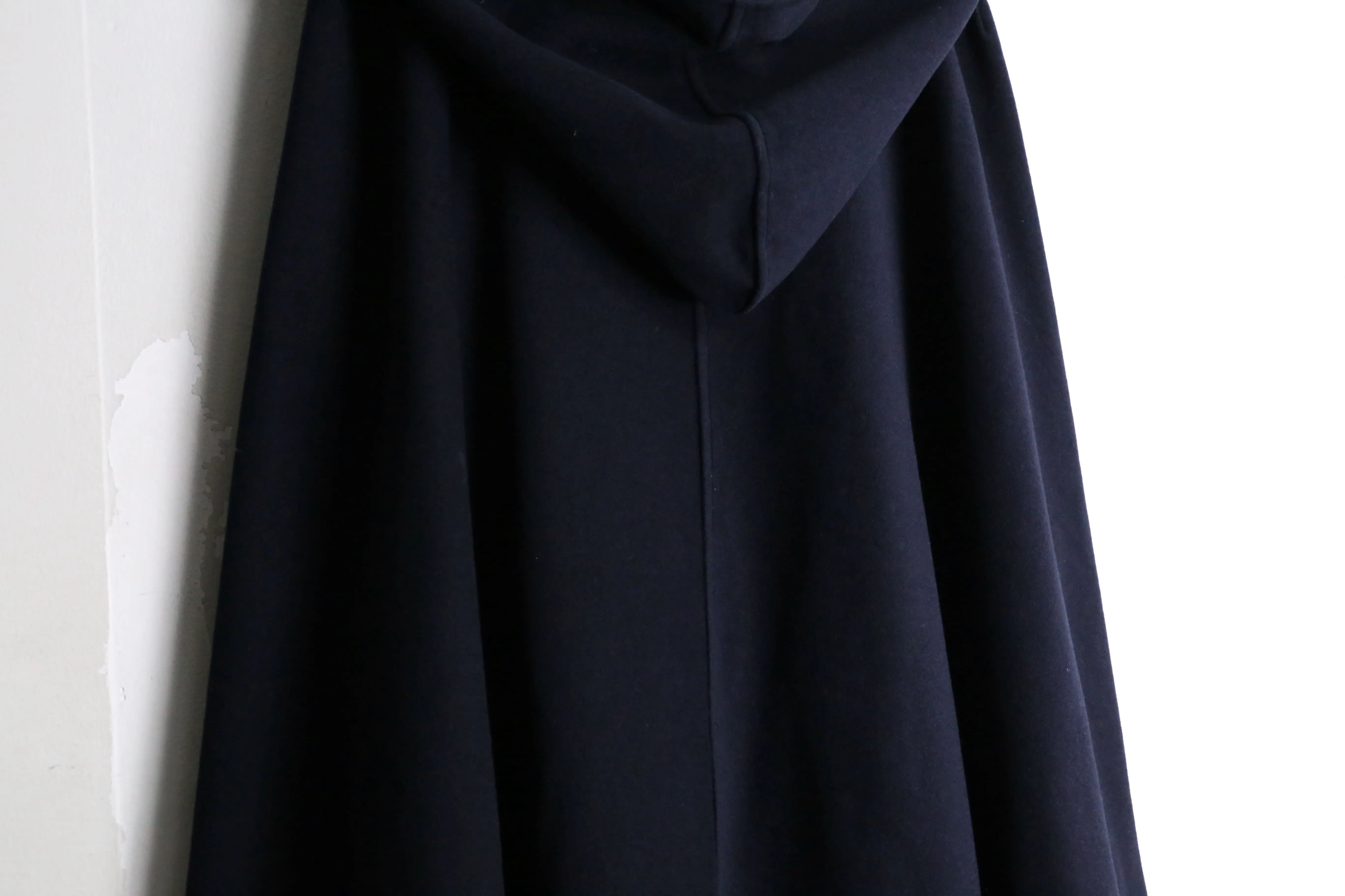 navy color hooded poncho coat