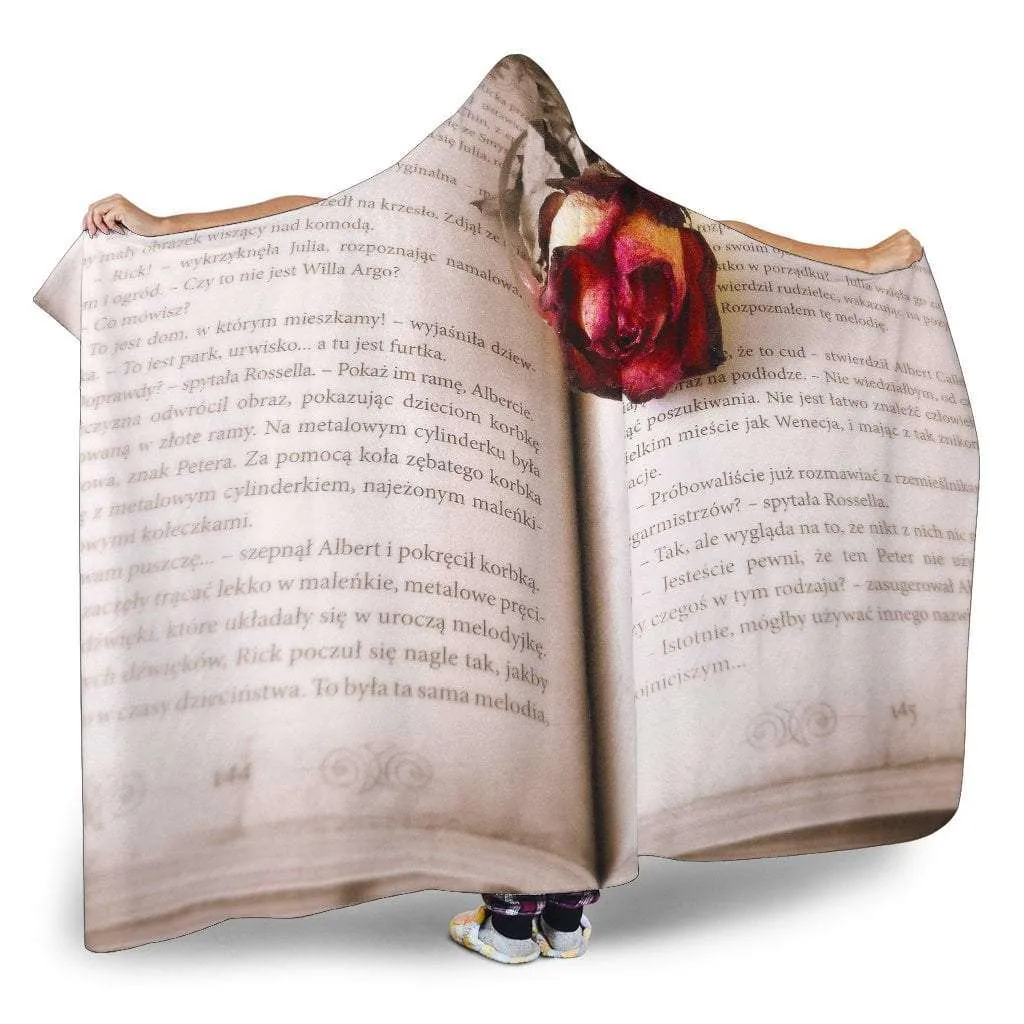 open Book pages hooded blanket