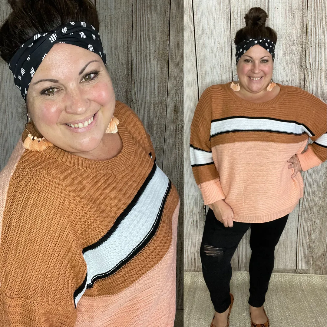 Oversized Color Block Stripe Sweater