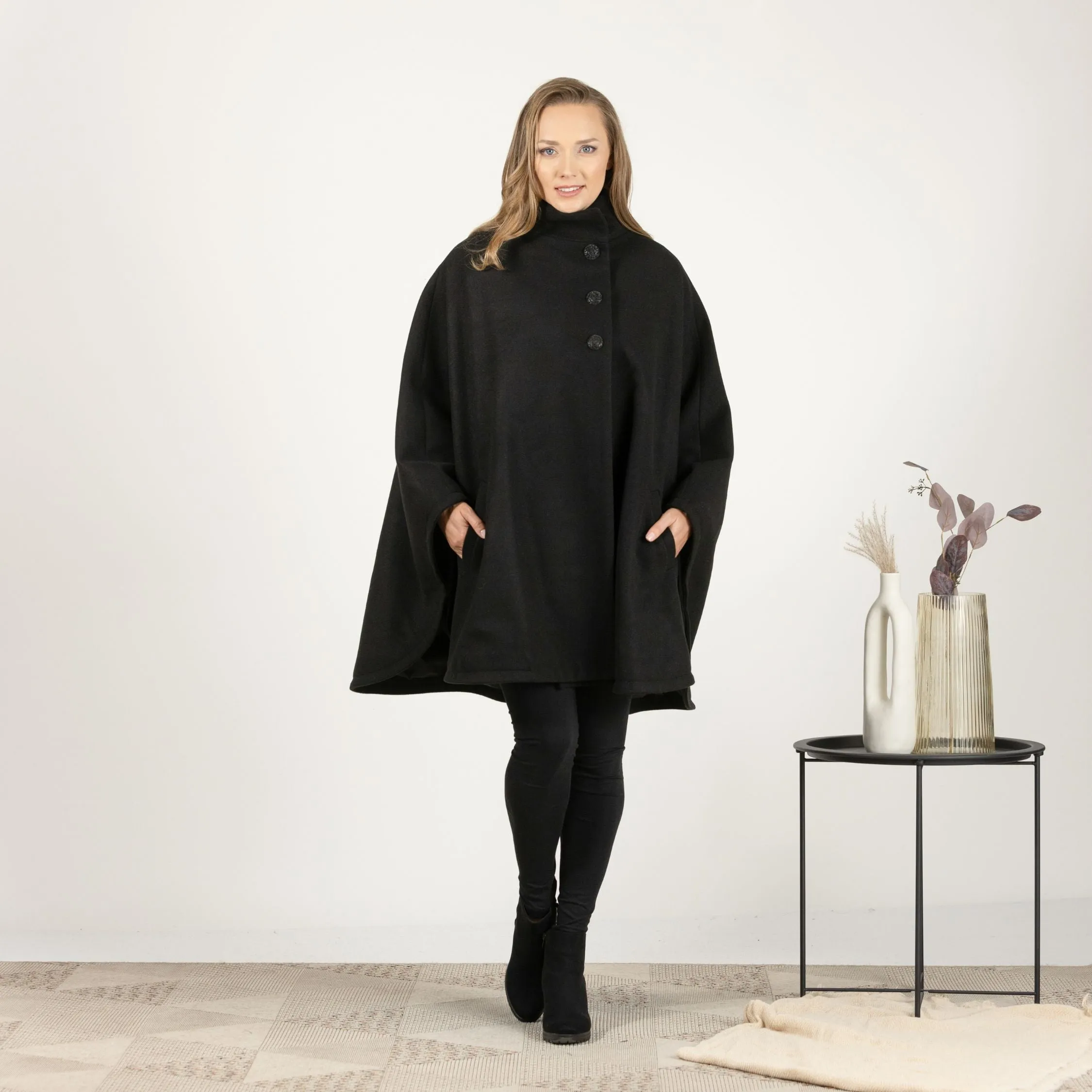 Oversized Wool Poncho Coat