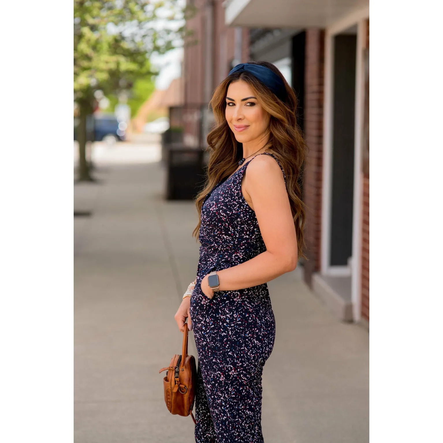 Paint Splatter Sleeveless Wrap Jumpsuit