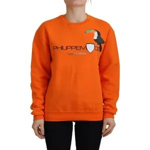 Philippe Model Chic Orange Printed Long Sleeve Pullover Sweater