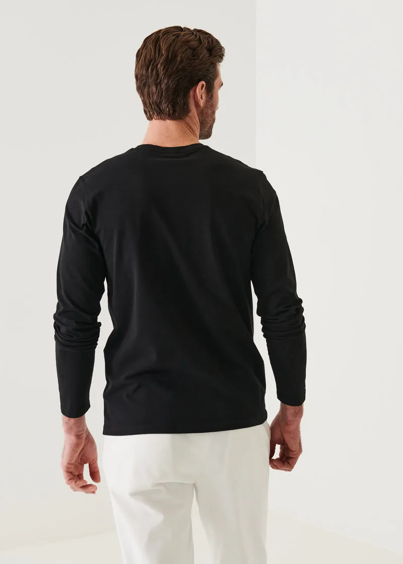 PIMA COTTON STRETCH HENLEY  - BLACK