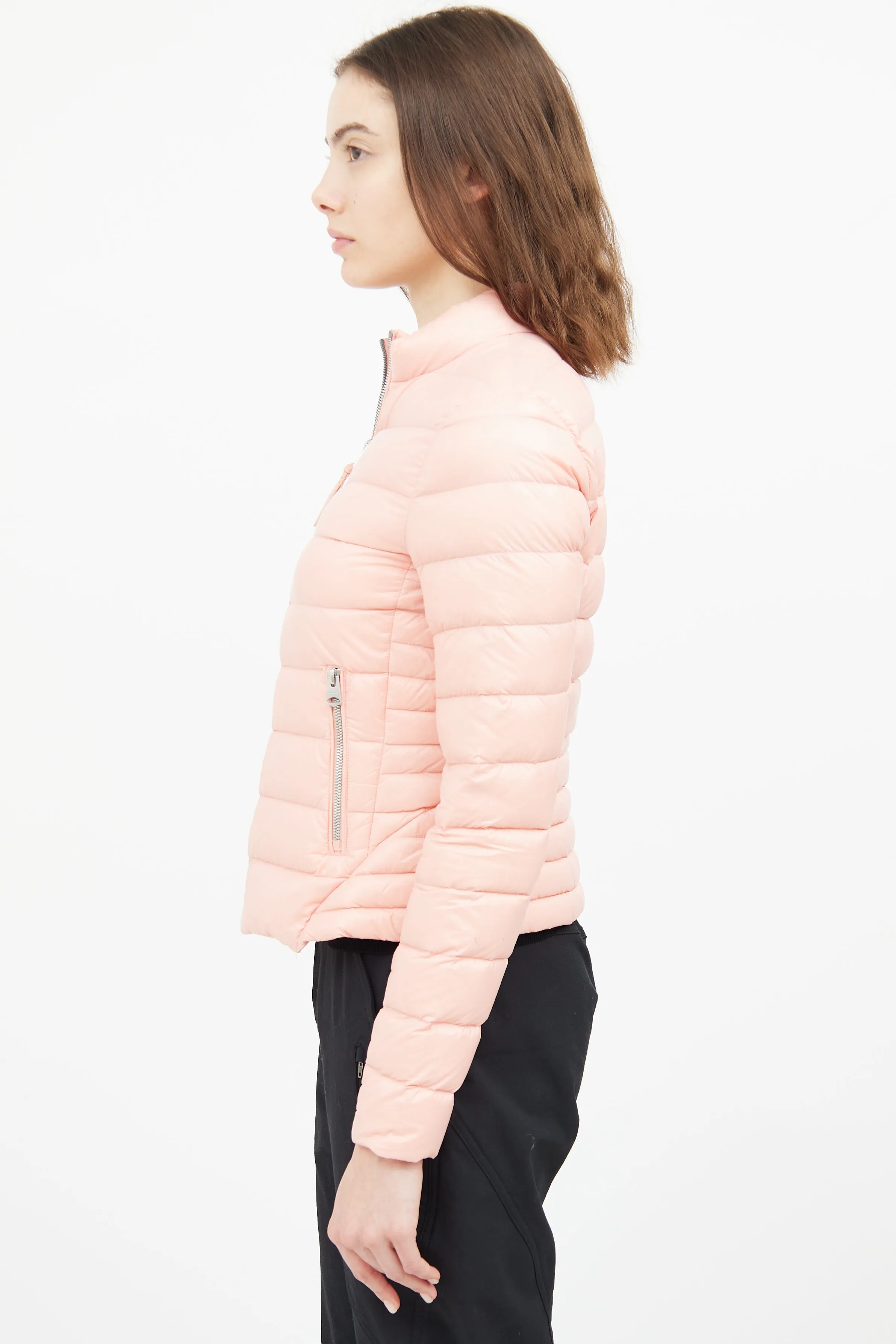 Pink Stand Collar Down Jacket