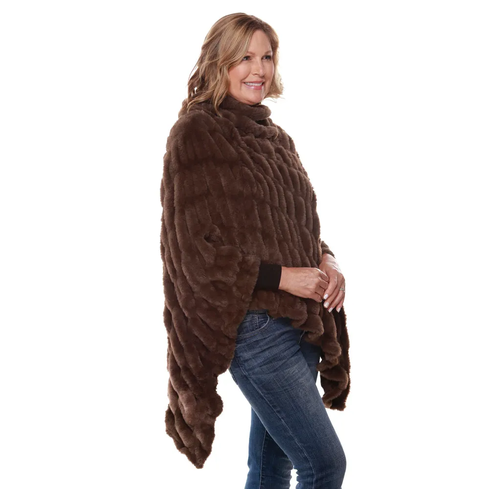 Plush Faux Fur Chocolate Cozy Coat Poncho