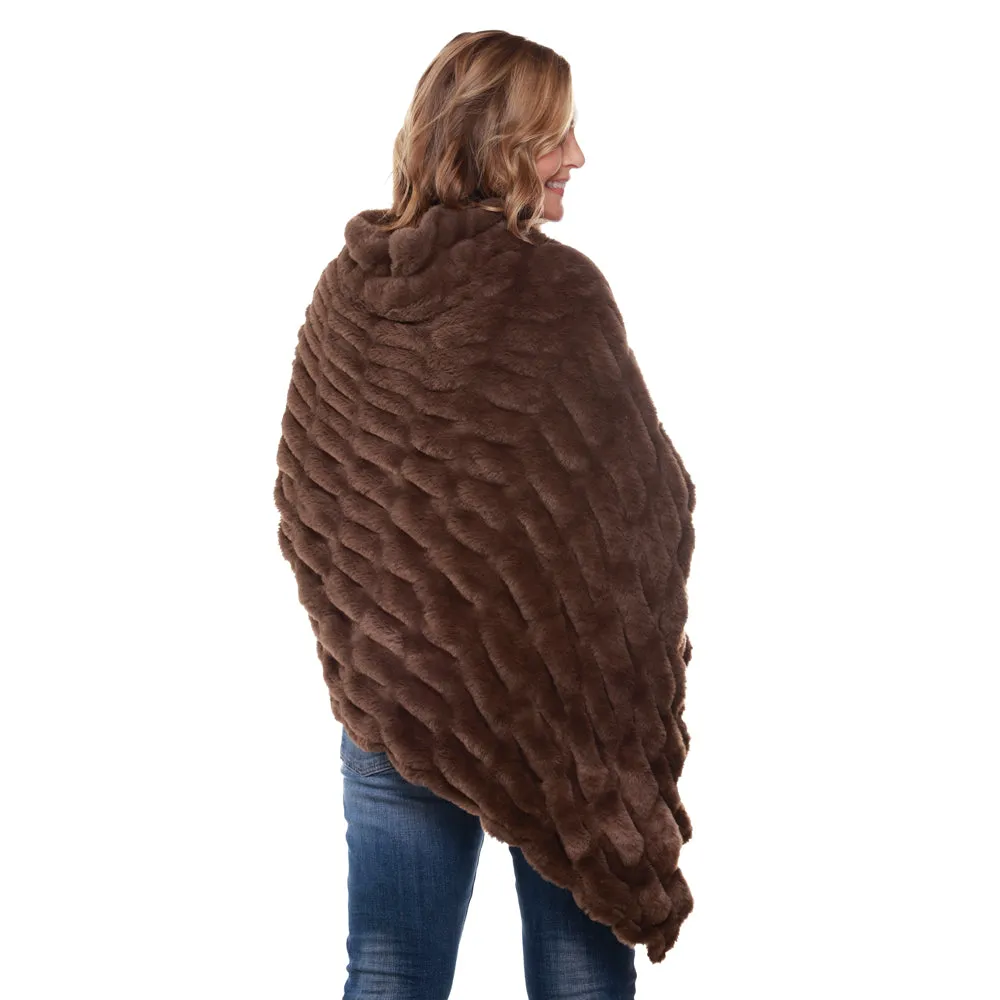 Plush Faux Fur Chocolate Cozy Coat Poncho