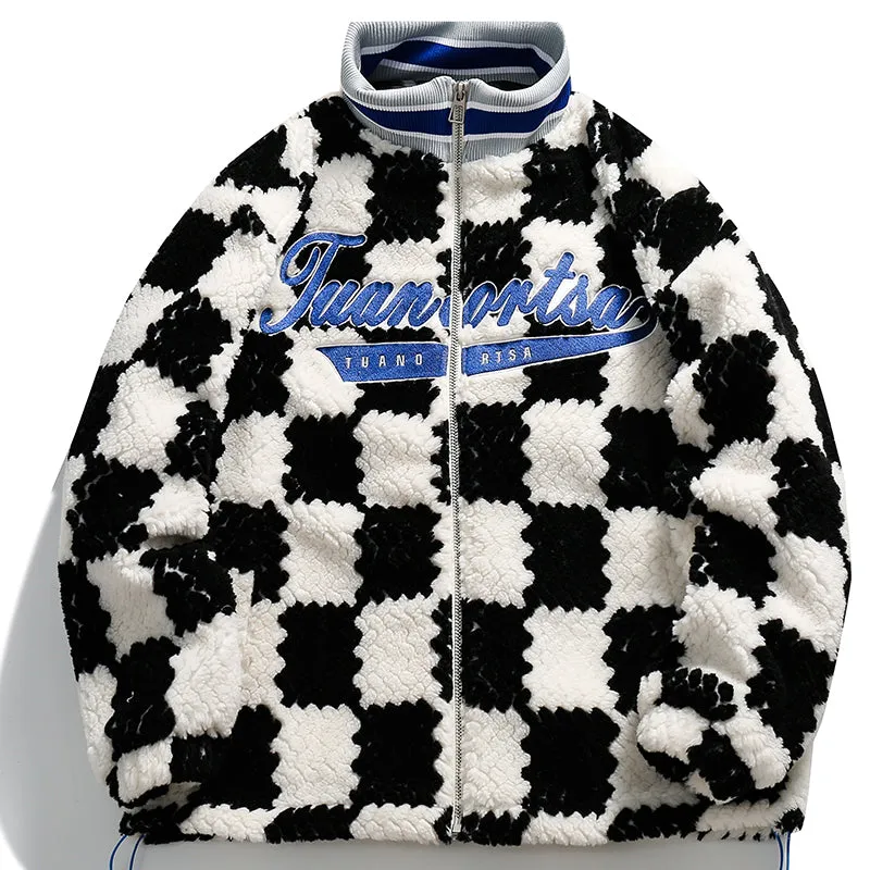 PopFlying Fleece Winter Coat Checkerboard