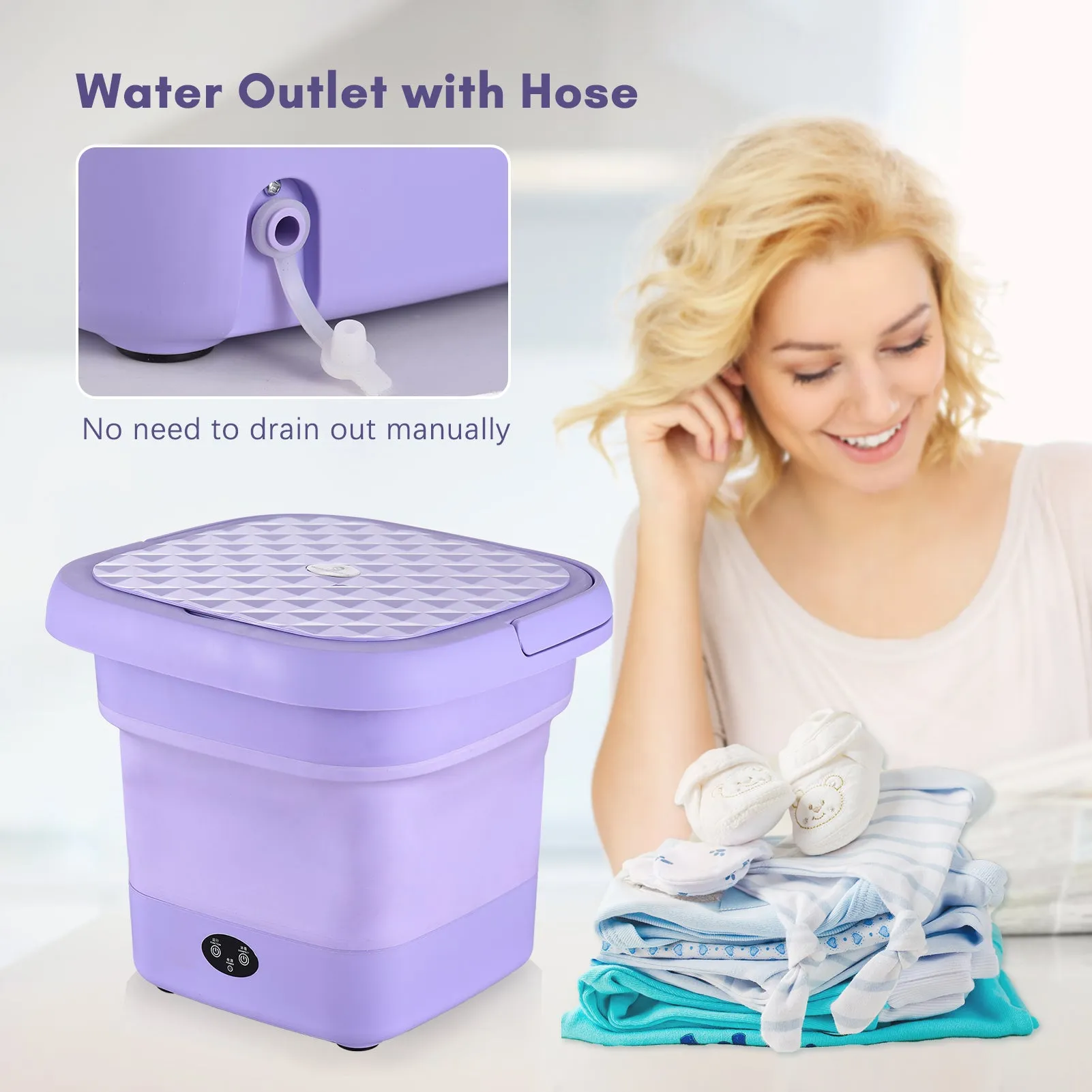 Portable Folding Washing Machine for Clothes Socks Underwear