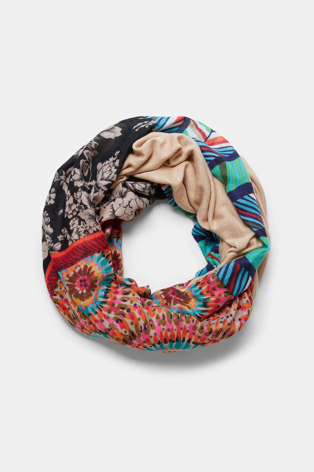 Printed Floral Loop Infinity Scarf