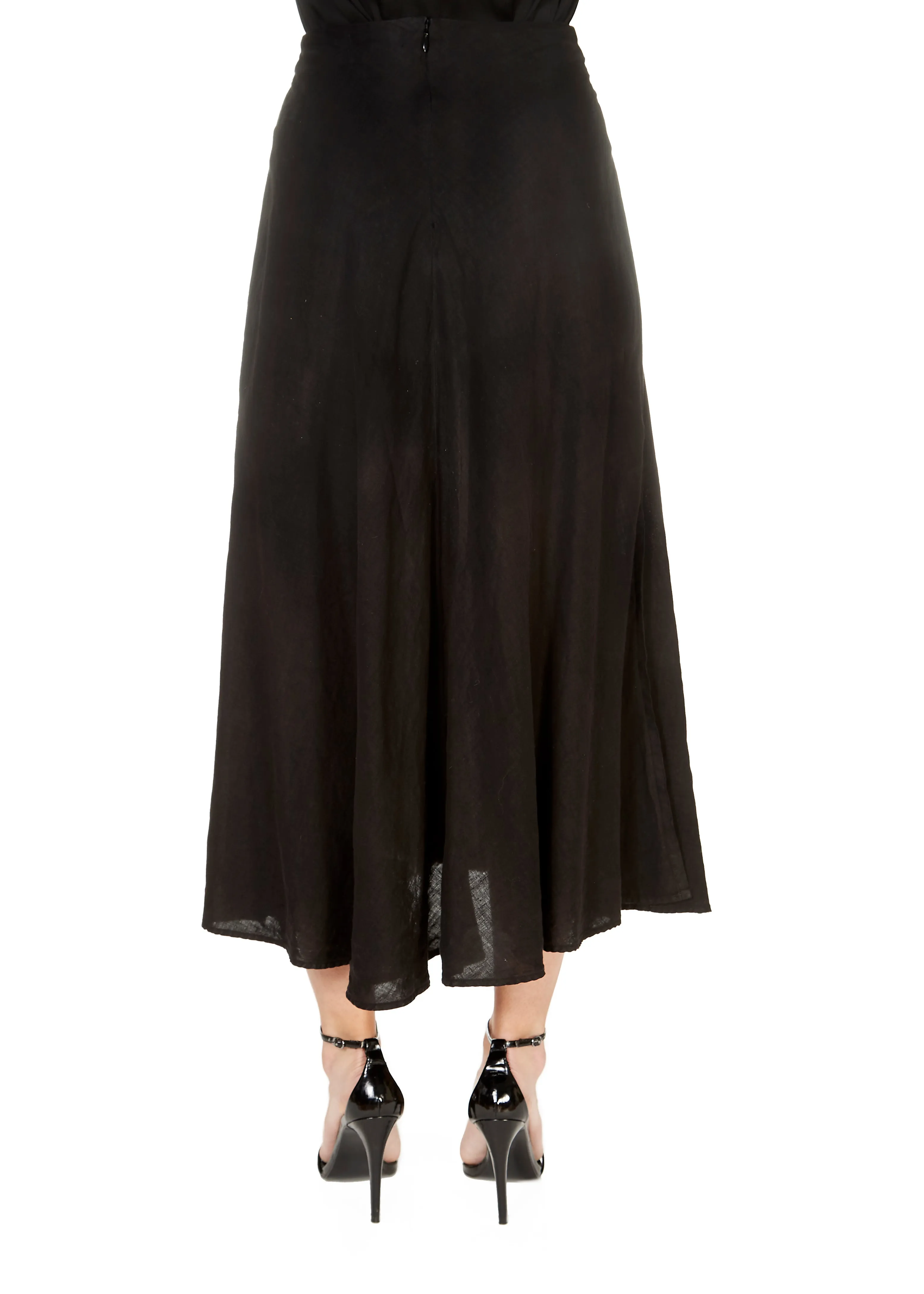 'Raleigh'  Black Wrap Midi Skirt