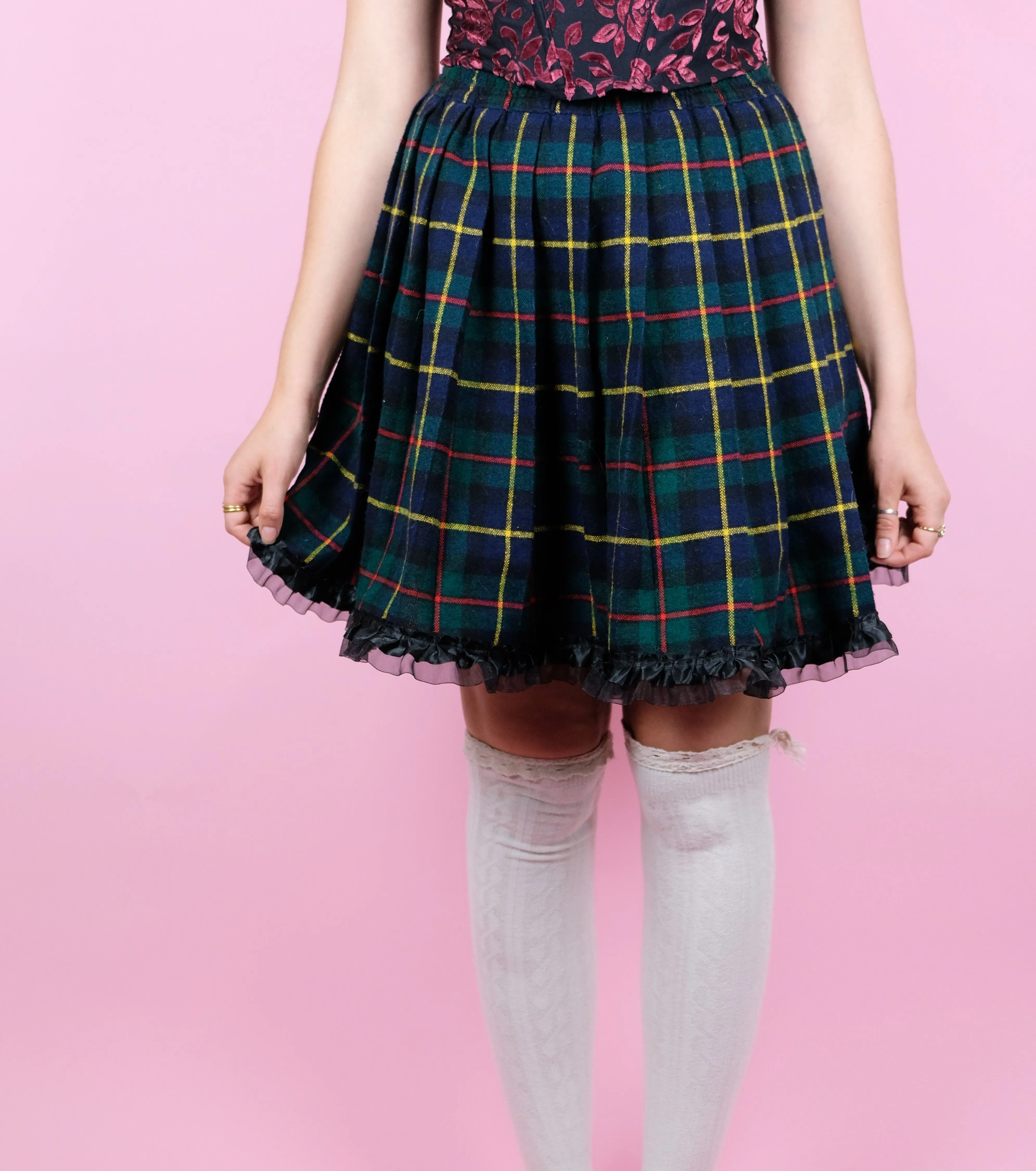 Reworked lace tartan skirt- 8 SALE ITEM !