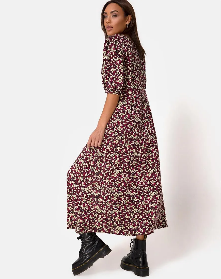 Rigita Dress in Floral Field Plum