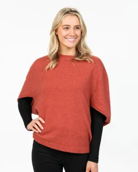 Rosewood Poncho Tunic in Possum Merino Wool - NB868